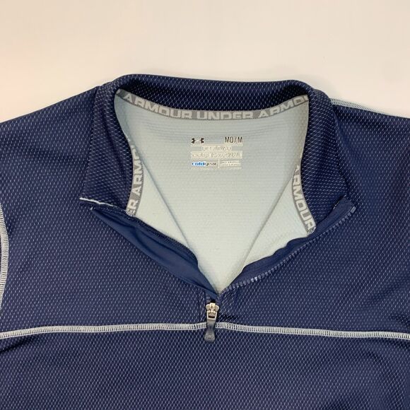 Under Armour ColdGear Sweatshirt Mens M Medium Navy Quarter Zip Outdoor Training - Picture 4 of 13